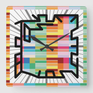 Horloge Carrée PIXELAT chained numbers by masanser