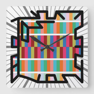 Horloge Carrée PIXELAT chained numbers by masanser