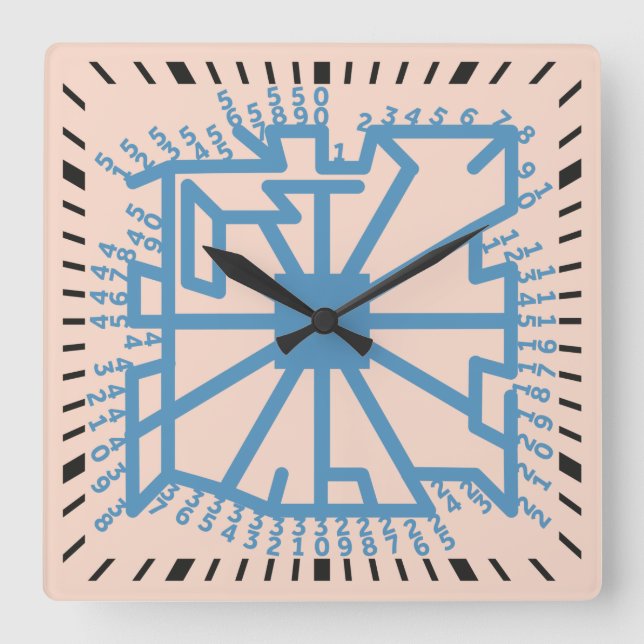 Horloge Carrée Pixelat prime max chained numbers by Masanser (Recto)