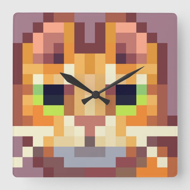 Horloge Carrée Pixellisation de qualité (Recto)