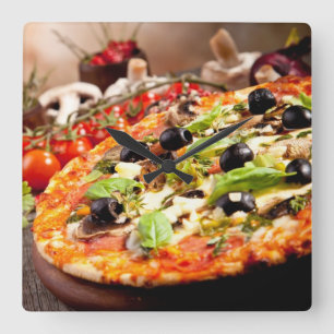 Horloge Carrée Pizza italienne fraîche