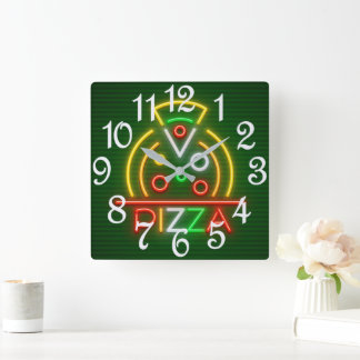 Horloge Carrée Pizza Wall Clock