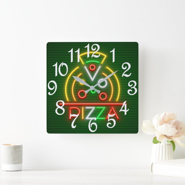 Horloge Carrée Pizza Wall Clock (Maison)