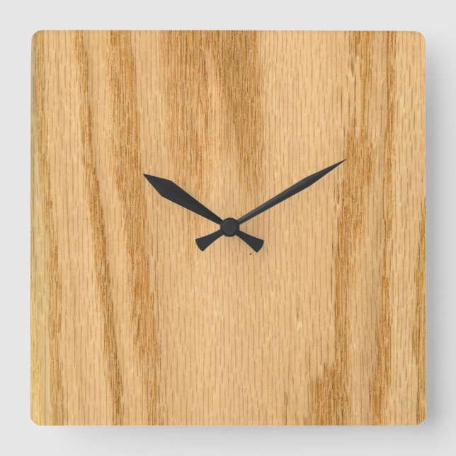 Horloge Carrée Placage de véritable chêne rouge veinure bois (Recto)