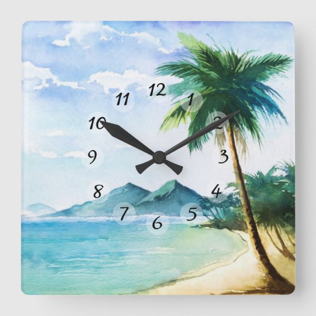 Horloge Carrée Plage (Recto)
