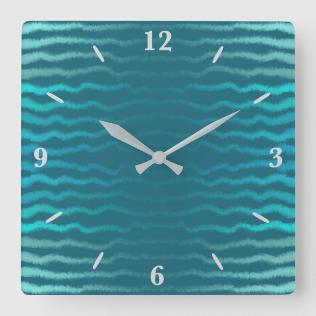 Horloge Carrée Plage côtière Salé Turquoise Wave Résumé Design (Recto)
