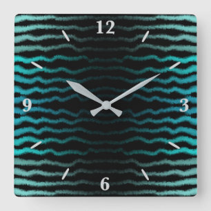 Horloge Carrée Plage côtière Salé Vagues Turquoise Art Abstrait