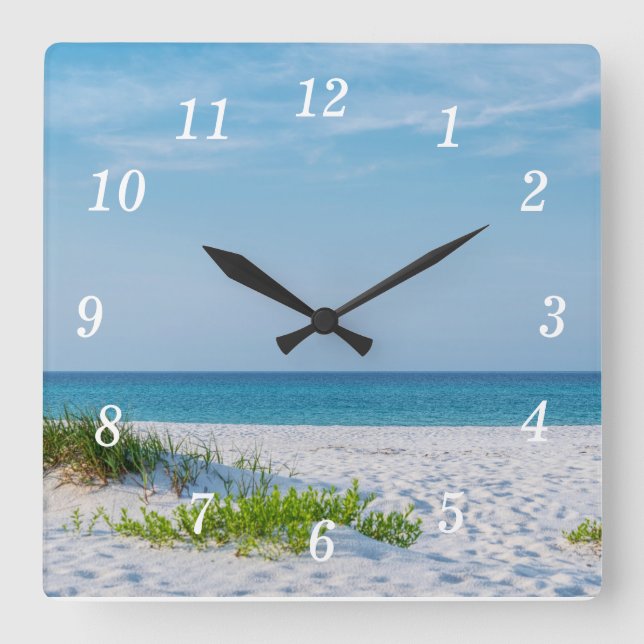Horloge Carrée Plage de sable blanc Plage de Floride (Recto)