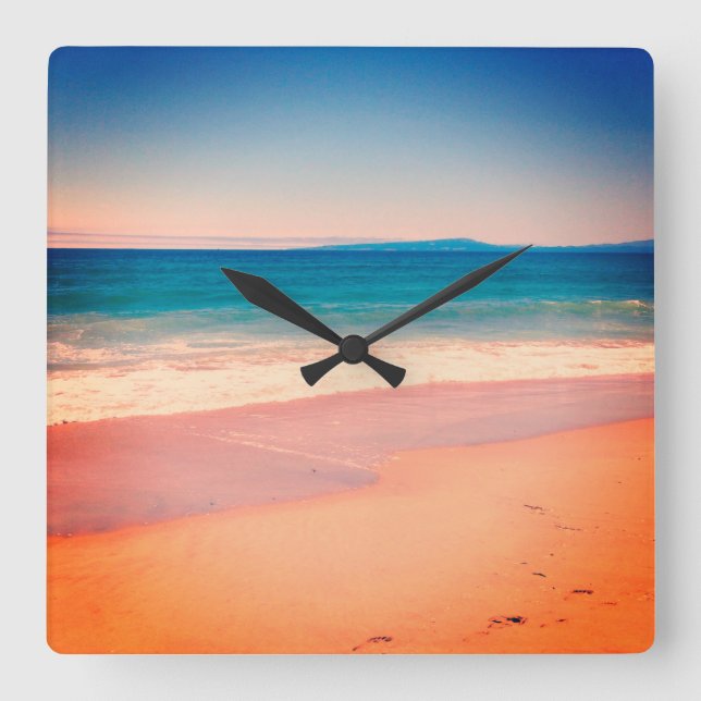 Horloge Carrée Plage de style Vintage cool (Recto)