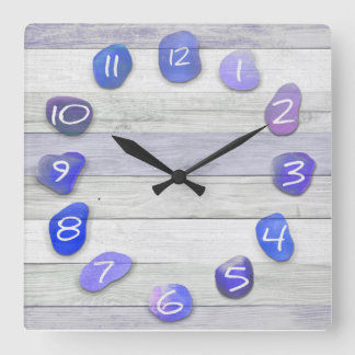 Horloge Carrée Plage de verre de mer Bois d'eau