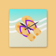 Plage D'Été Orange Et Bleu Vagues Flip Flops