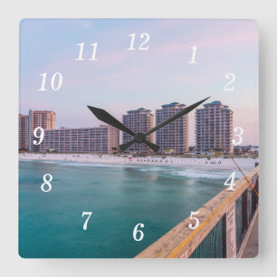 Horloge Carrée Plage du début de la Navarre Floride Pêche Mur Hor