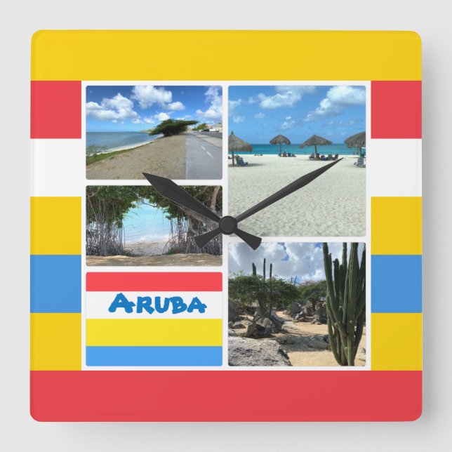 Horloge Carrée Plage et désert Aruba (Recto)