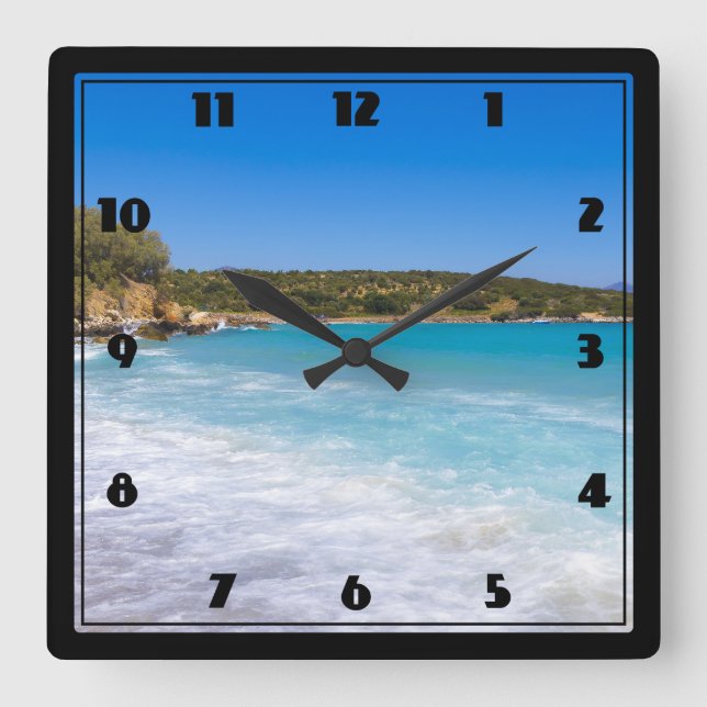 Horloge Carrée Plage exotique Île tropicale Paradis (Recto)