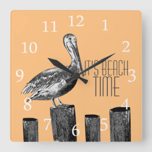 Horloge Carrée Plage Temps Pelican Custom