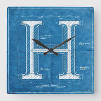 Horloge Carrée Plan détaillé de la lettre H en monogramme
