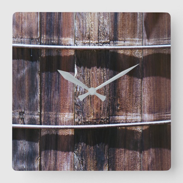 Horloge Carrée Planche de bois  (Recto)