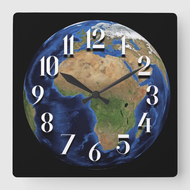 Horloge Carrée Planet Earth Satellite Image of Africa Wall Clock (Recto)