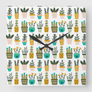 Horloge Carrée Plant Wall Art