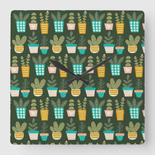 Horloge Carrée Plantes succulents