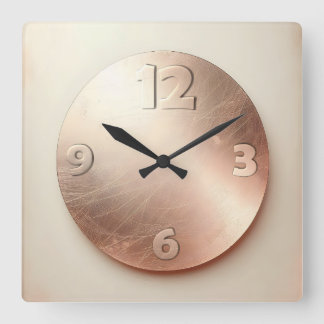 Horloge Carrée plaque ronde en or rose