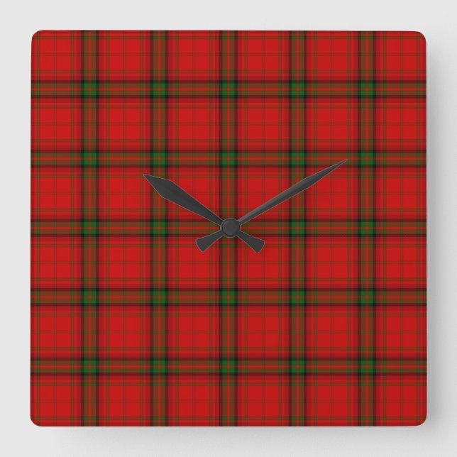 Horloge Carrée Plaque rouge vert tartan MacDougall (Recto)