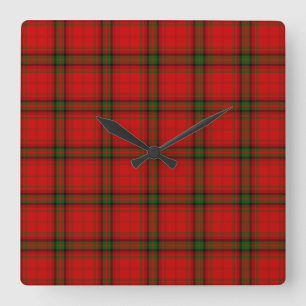 Horloge Carrée Plaque rouge vert tartan MacDougall