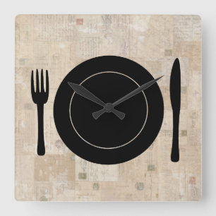 Horloge Carrée Plate Setting Fork Knife