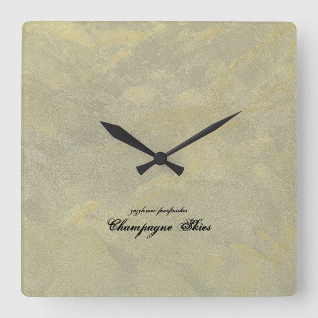 Horloge Carrée Plâtre Métallique Argent Et Or (Recto)