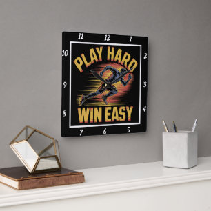 Horloge Carrée Play Hard Win Easy Runner