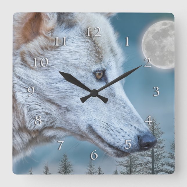 Horloge Carrée Pleine lune HIVER WOLF AUGMENTE (Recto)