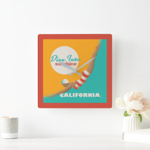 Horloge Carrée Plongez Dans Le Soleil   Californie
