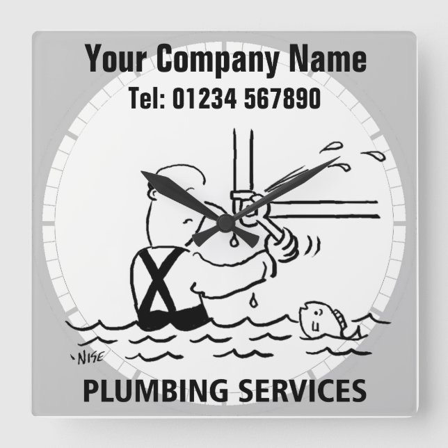 Horloge Carrée Plumbing ou Heating Services (Recto)