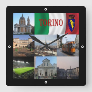 Horloge Carrée PMT012 TURIN, Mosaïque, Piémont, Italie,