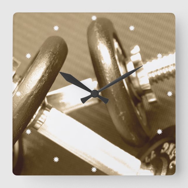 Horloge Carrée Poids d'haltère de gymnase (Recto)