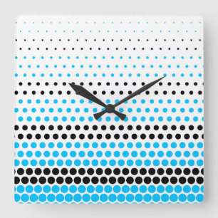 Horloge Carrée Point Capri et Polka noir