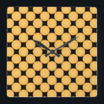 Horloge Carrée Point Polka Jaune Moderne<br><div class="desc">.</div>