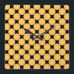 Horloge Carrée Point Polka Jaune Moderne<br><div class="desc">.</div>