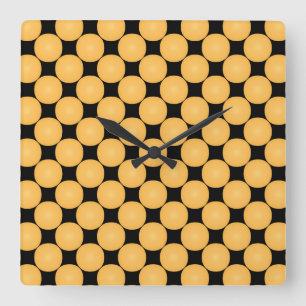 Horloge Carrée Point Polka Jaune Moderne