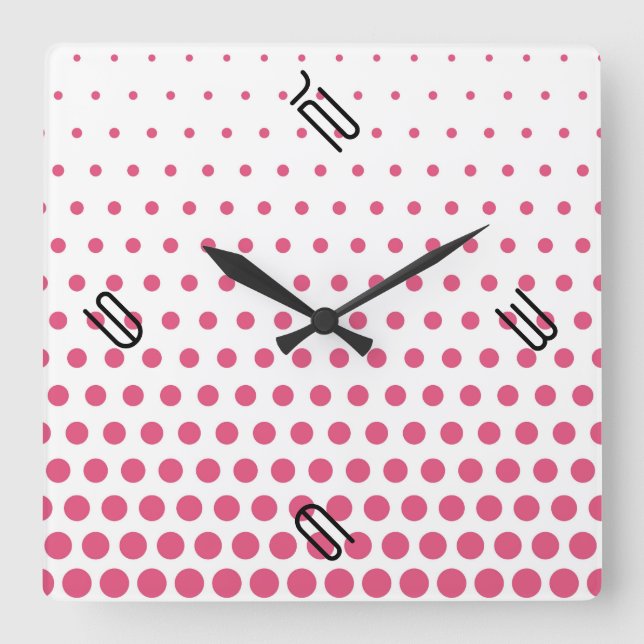 Horloge Carrée Pointe rose blanc moderne (Recto)