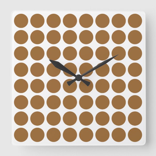 Horloge Carrée Points Brown neutres du sucre (Recto)