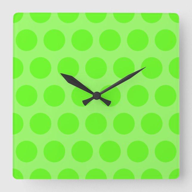 Horloge Carrée Points Lime Clair (Recto)