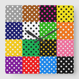 Horloge Carrée Pois de surfaces composées multicolores