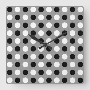 Horloge Carrée Pois gris poussiéreux