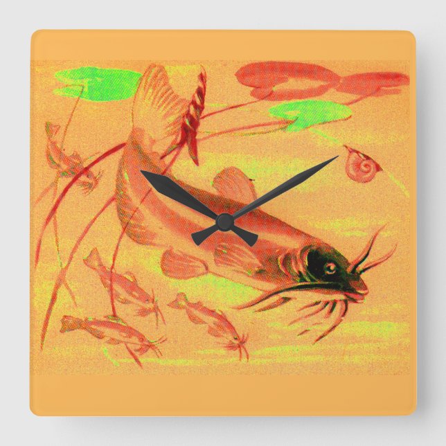 Horloge Carrée poisson (Recto)