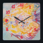 Horloge Carrée Poisson coloré Aquarelle Enfants Garçons Pépinière<br><div class="desc">Poisson coloré Art animal de l'Enfant d'une crèche Décor. Conçu à partir de ma peinture aquarelle originale.</div>