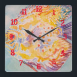 Horloge Carrée Poisson coloré Aquarelle Enfants Garçons Pépinière<br><div class="desc">Poisson coloré Art animal de l'Enfant d'une crèche Décor. Conçu à partir de ma peinture aquarelle originale.</div>
