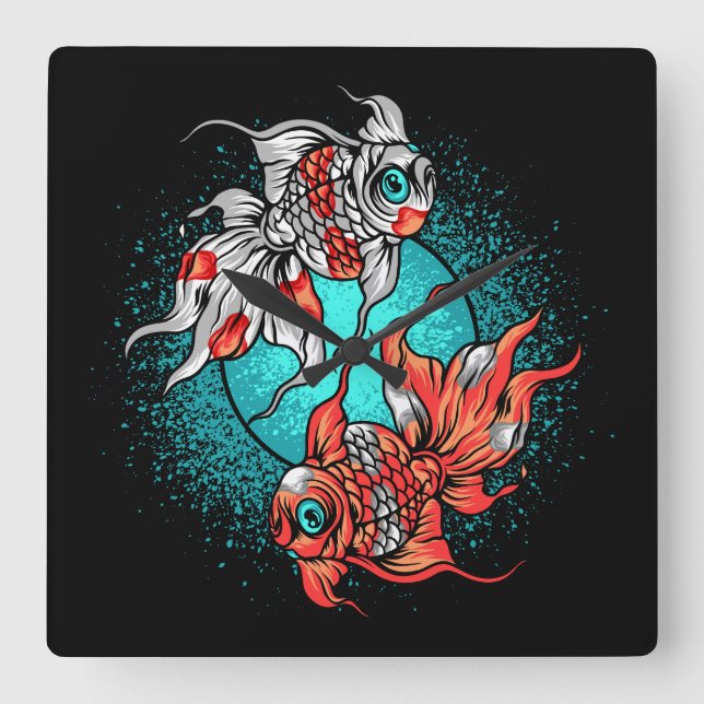 Horloge Carrée Poisson d'or (Recto)