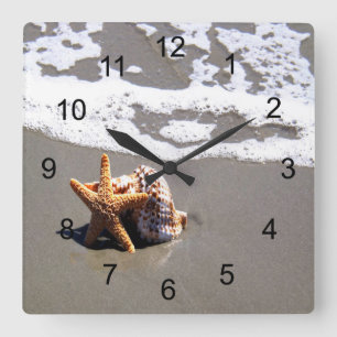 Horloge Carrée Poisson Et Coquille