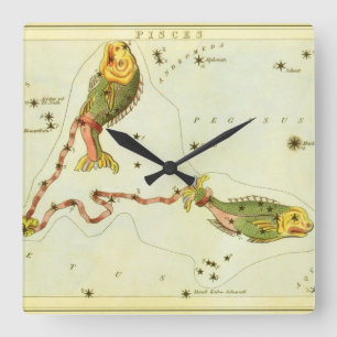 Horloge Carrée Poissons, Constellation Vintage Urania's Mirror
